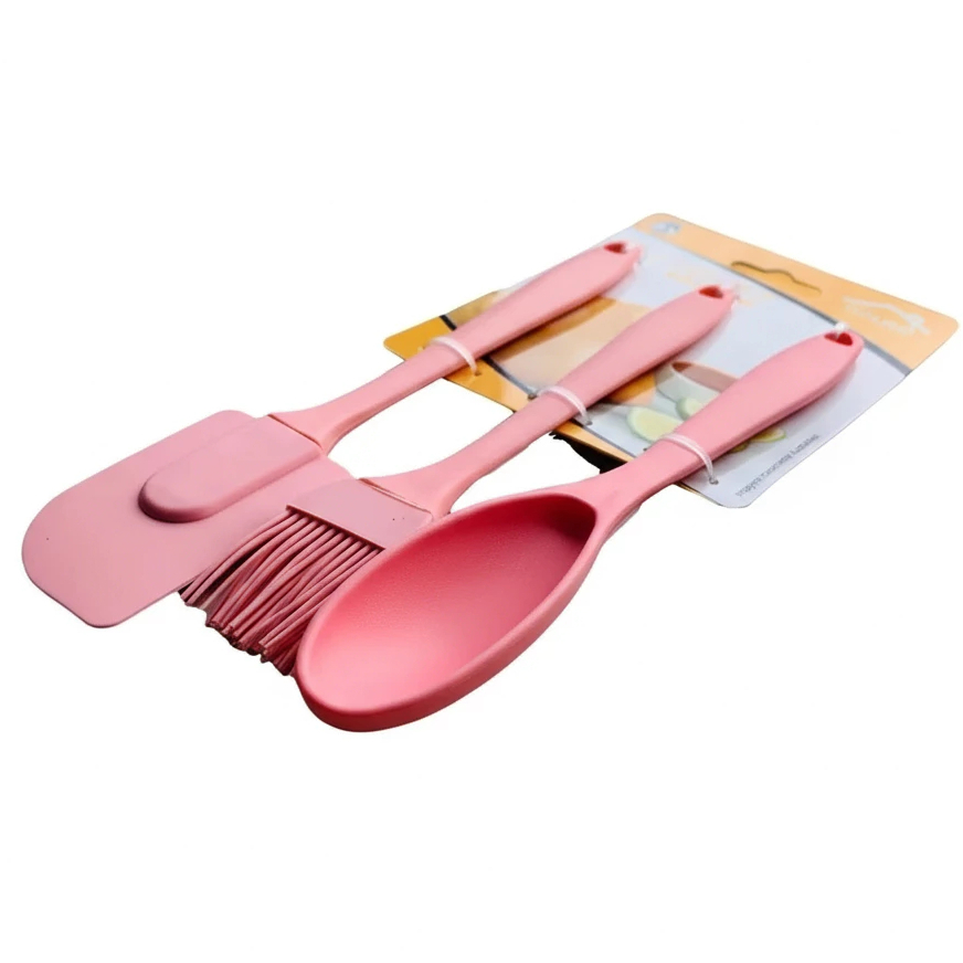 Detalhes do Kit culinário  3 Peças Colher E Pincel Espátula De Silicone Culinário