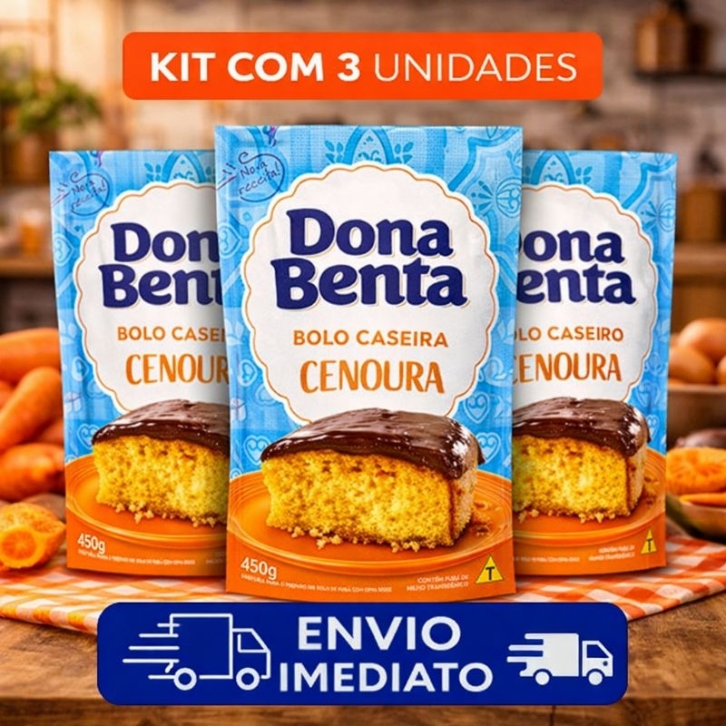 Mistura Para Bolo Dona Benta Cenoura 450g Kit 3 Unidades | Massa Fofinha | Envio Imediato