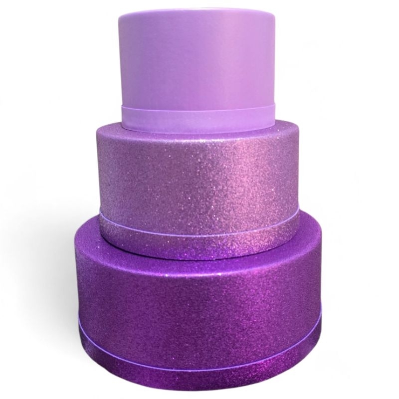 Bolo fake Roxo/Lilás  Decorar EVA liso e com glitter