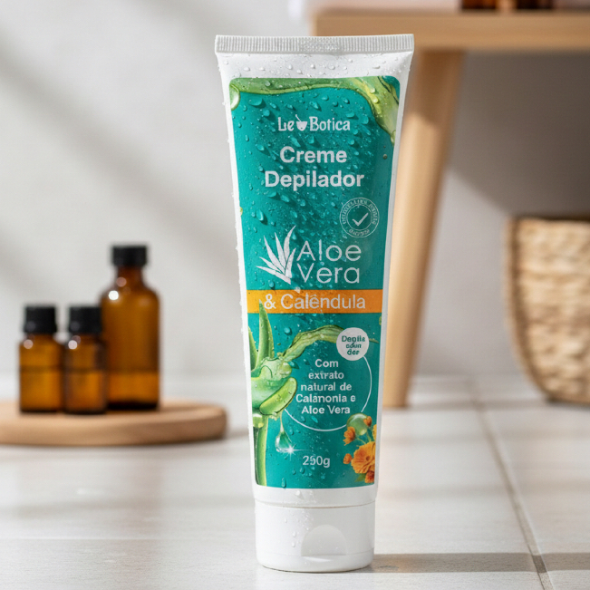 Creme depilador - Depilação com Aloe Vera e Calêndula 250g - Depilatório sem dor Lucy’s