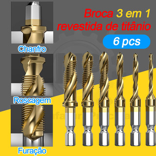Kit 6 Brocas De Macho Fura E Faz Rosca M3 M4 M5 M6 M8 M10 HSS
