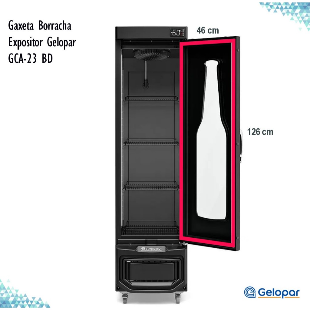 Gaxeta Borracha Expositor Refrigerador Gelopar GCA-23 BD 126x46cm