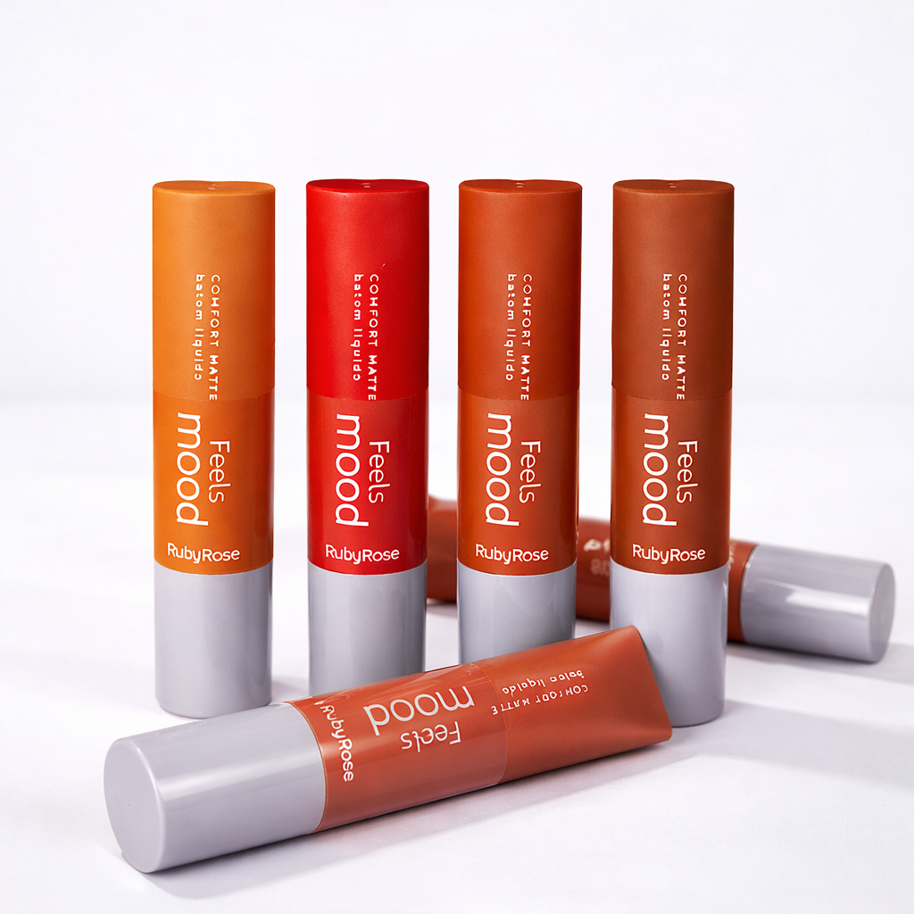 BATOM LÍQUIDO RUBY ROSE Feels Mood Comfort Matte Alta Duração Não Transfere Hidratante