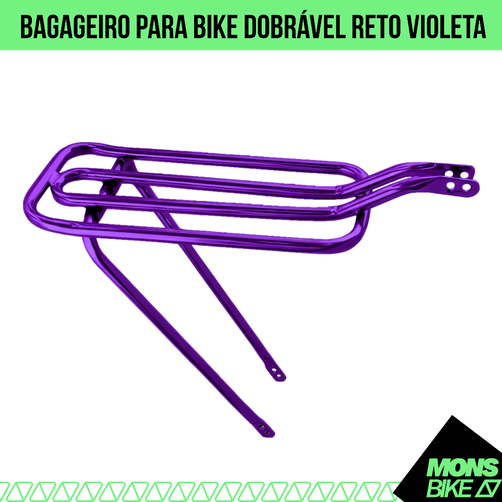 Bagageiro Garupa Bike Bicicleta Aro 20 A 26 Aço Tubular Roxo Violeta em Oferta na Shopee