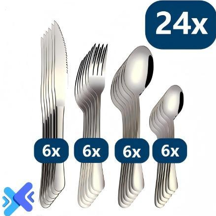 Imagem 24 Peças Talheres De Aço Inox Garfo Faqueiro Colher De Sobremesa Cozinhas Casa