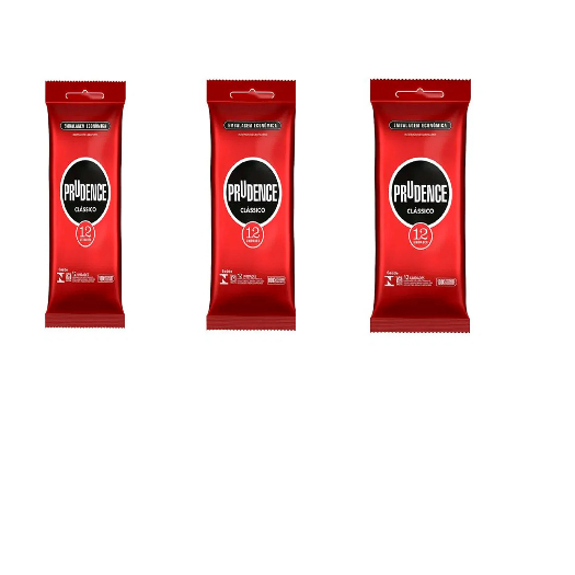 Kit  3 Prudence Clássico Preservativos lubrificados com 12 unidades