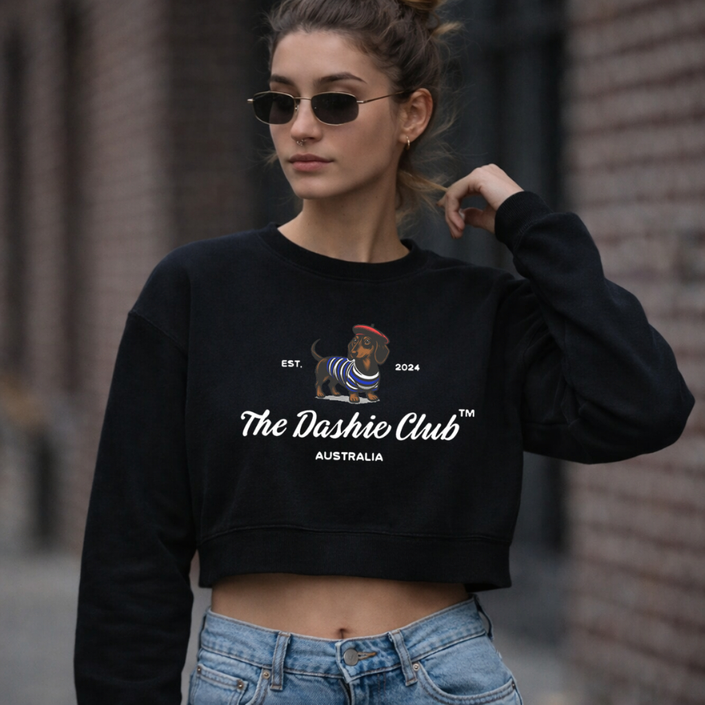 Cropped Moletom Feminino The Dashic Club Cachorro Salsicha Estampado Estiloso Várias Cores Blogueira Tumblr Moda Modinha