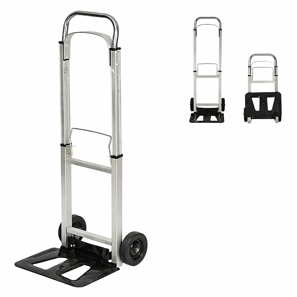 Carrinho De Carga Manual Dobrável 150kg Alumínio Reforçado Plataforma Portátil Transporte Multiuso