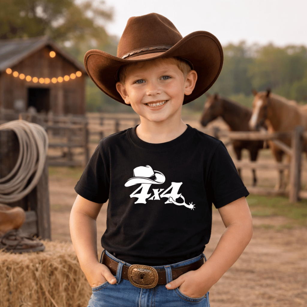 Camiseta Masculina Infantil 100% Algodão Estampada Country Estampa em DTF Confortável