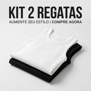 Kit 2 Regatas Masculinas Ribana Canelada Premium Treino Casual Confortável em Oferta na Shopee