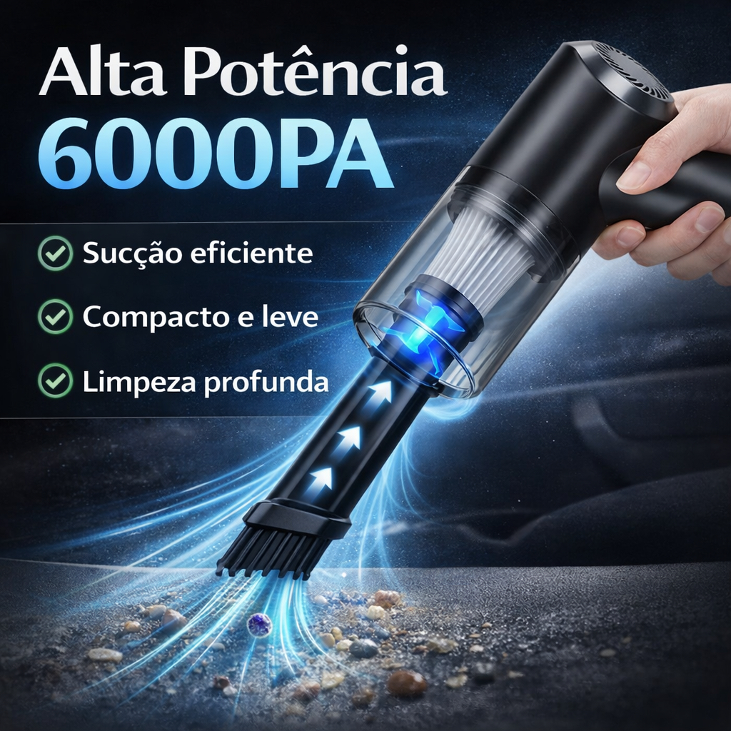 Aspirador Automotivo Portátil Potente Sem Fio Recarregável Mini Aspirador Carro Premium