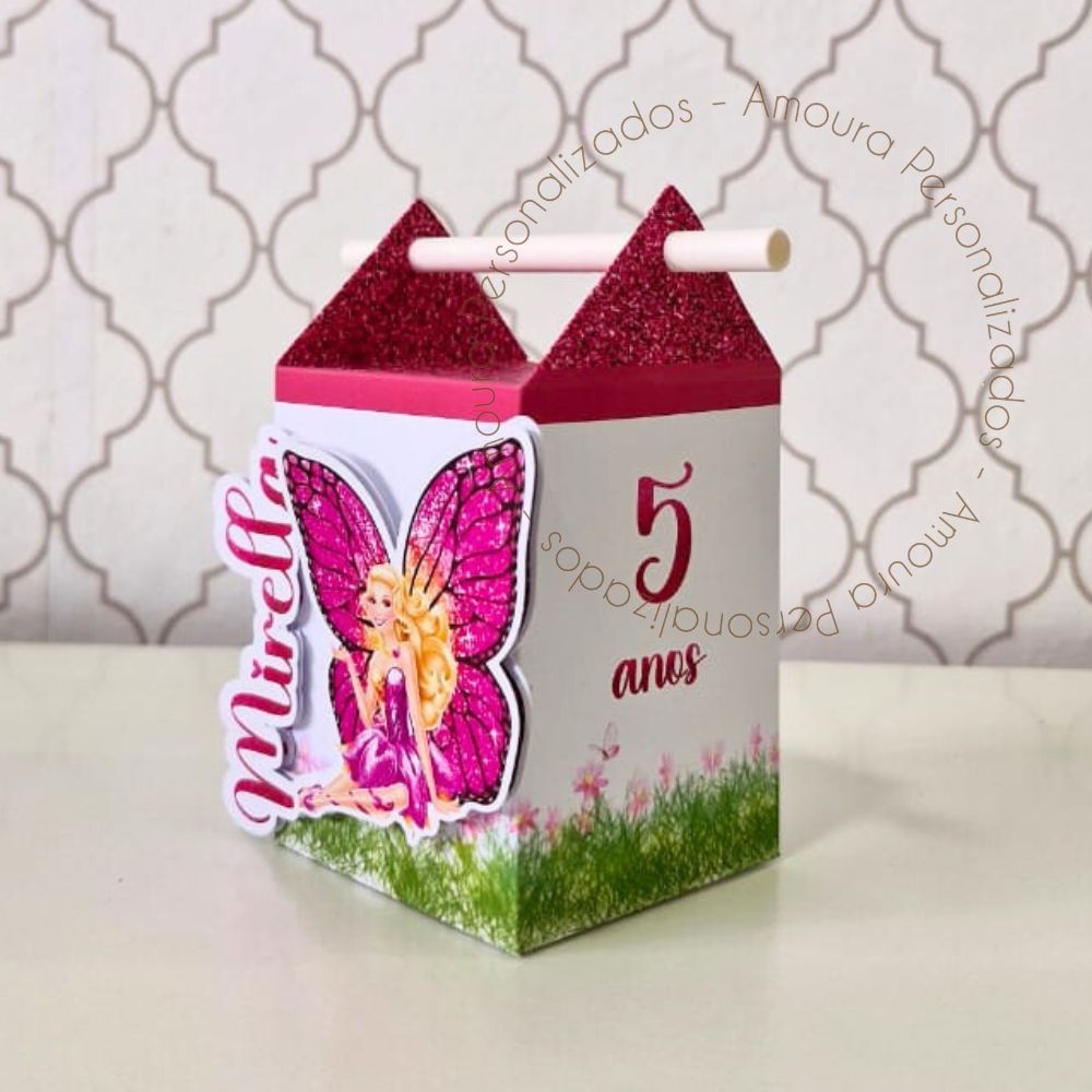 CAIXA CANUDO PERSONALIZADA PARA LEMBRANCINHAS BARBIE BUTTERFLY |CAIXINHA|FESTA|ANIVERSARIO|BORBOLETA