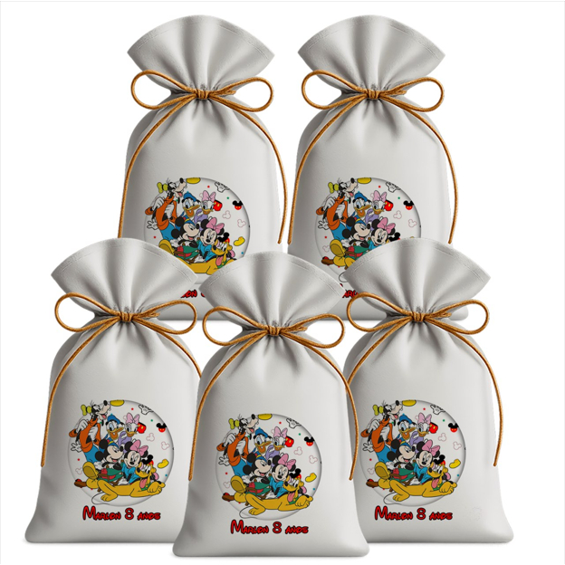 Saquinho Sacolinha Lembrancinha Festa Aniversário Infantil Tecido Personalizado Turma do Mickey