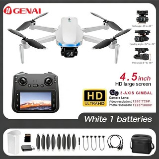 Gimbal de 3 eixos Drone GPS S-X1 Dobrável com Câmera 4K Dupla, Motor Sem Escova