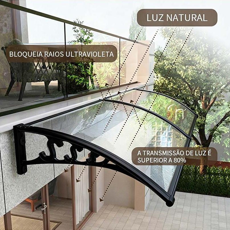 Toldo Policarbonato Modular 60x120 Proteção Contra Chuva Transparente branco em Oferta na Shopee