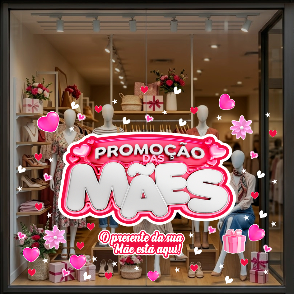 Adesivo de Vitrine Promoção Dia das Mães | Decoração Mês das Mães Loja Vinil em Oferta na Shopee