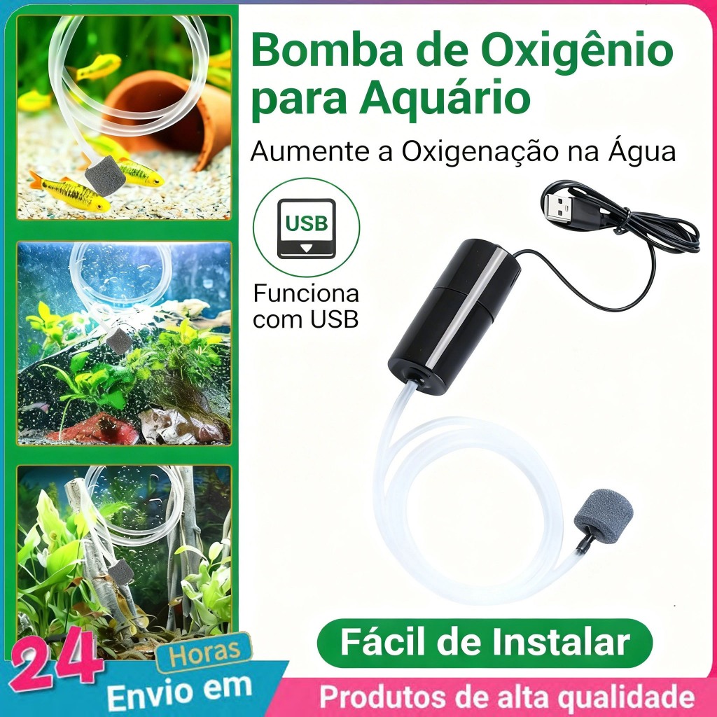Bomba De Oxigênio USB Portátil Tanque Peixes 12V Silencioso/Mini Bomba De Aerador Máquina De Pesca em Oferta na Shopee