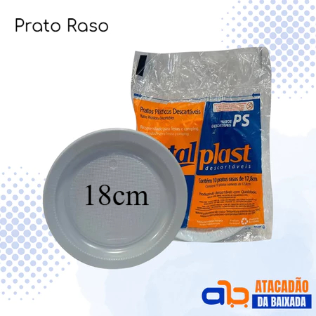 100 Pratos descartáveis raso 18cm Total plast Resistência e Praticidade em Oferta na Shopee