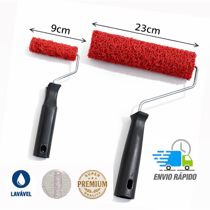 Kit Rolo de Textura 2pçs 23cm+9cm Cabelo de Anjo c/Cabo (Massa Rolada)