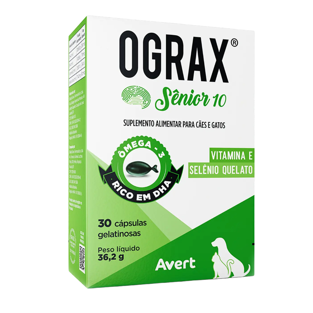 Ograx Sênior 10 Avert Ômega 3 para Cães 30 Capsulas