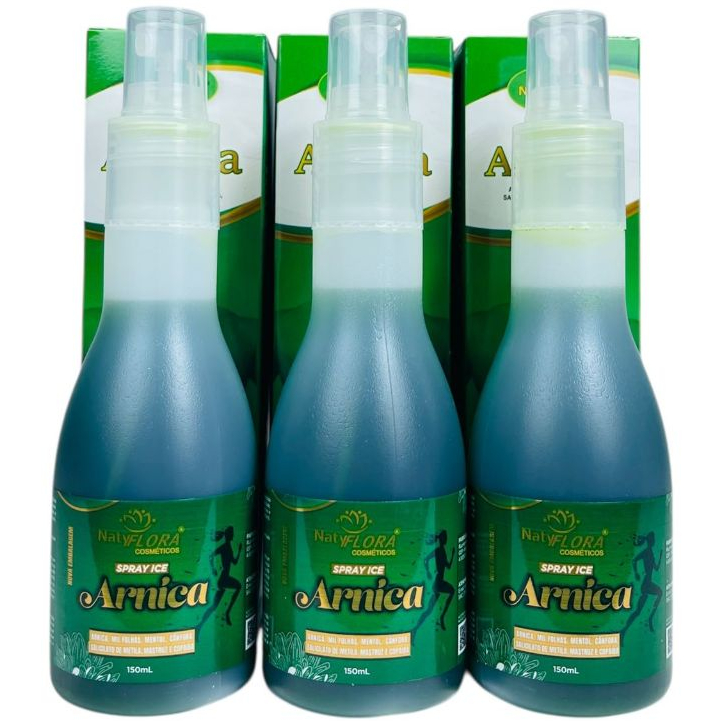 Spray Ice de Arnica de Fácil Aplicação que Promove Alivio 150 ml NatyFlora 3 Unidades