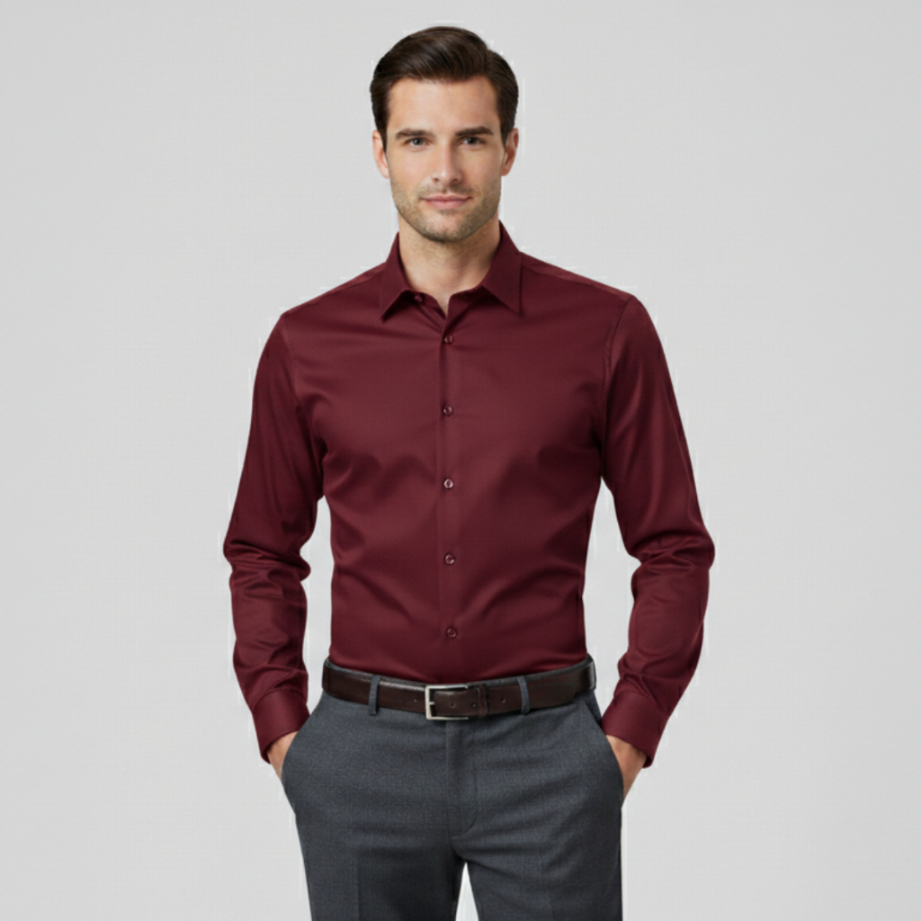 Camisa Social Slim Masculina Microfibra Manga Longa Premium Cores Preto Branco Marinho Bordo Elegante