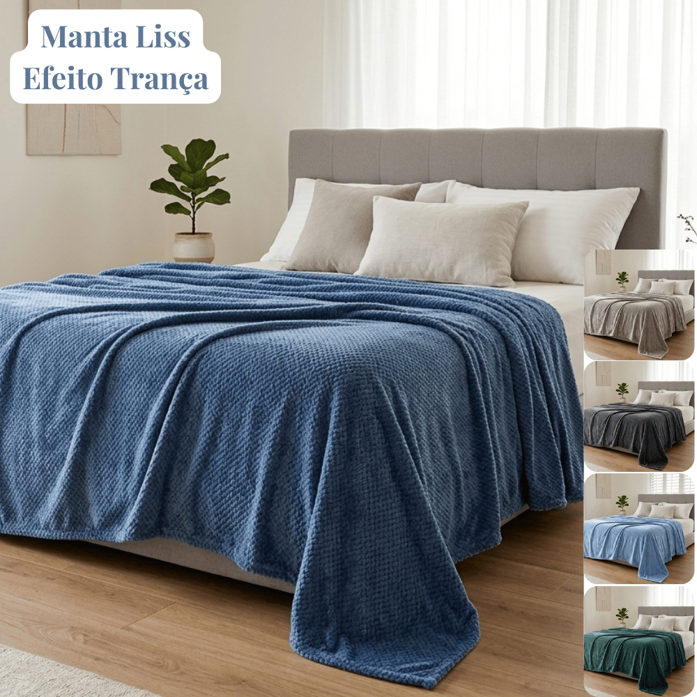 Manta de Microfibra Cobertor Casal Queen Antialérgico Quentinha Extra Macia Trançada Liss Habitat