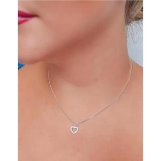 Colar Feminino Folheado Com Pingente De Coração Cravejado - Ponto De Luz - Meia Lua em Oferta na Shopee