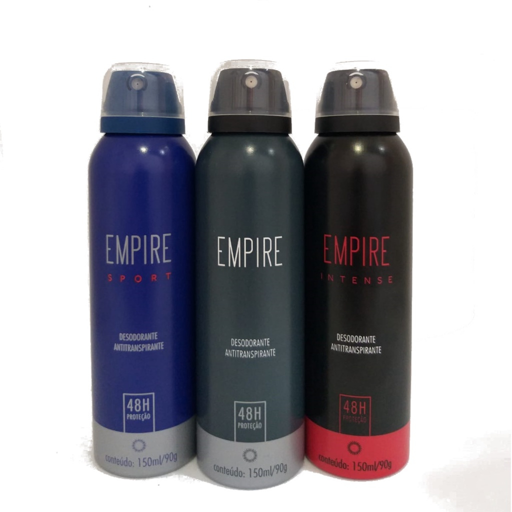 Desodorante Aerossol Empire Sport 150ml Antitranspirante Proteção Diária Frescor Duradouro