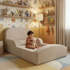 Cama Montessoriana Solteiro Encanto 100% Espuma Bege Keiko
