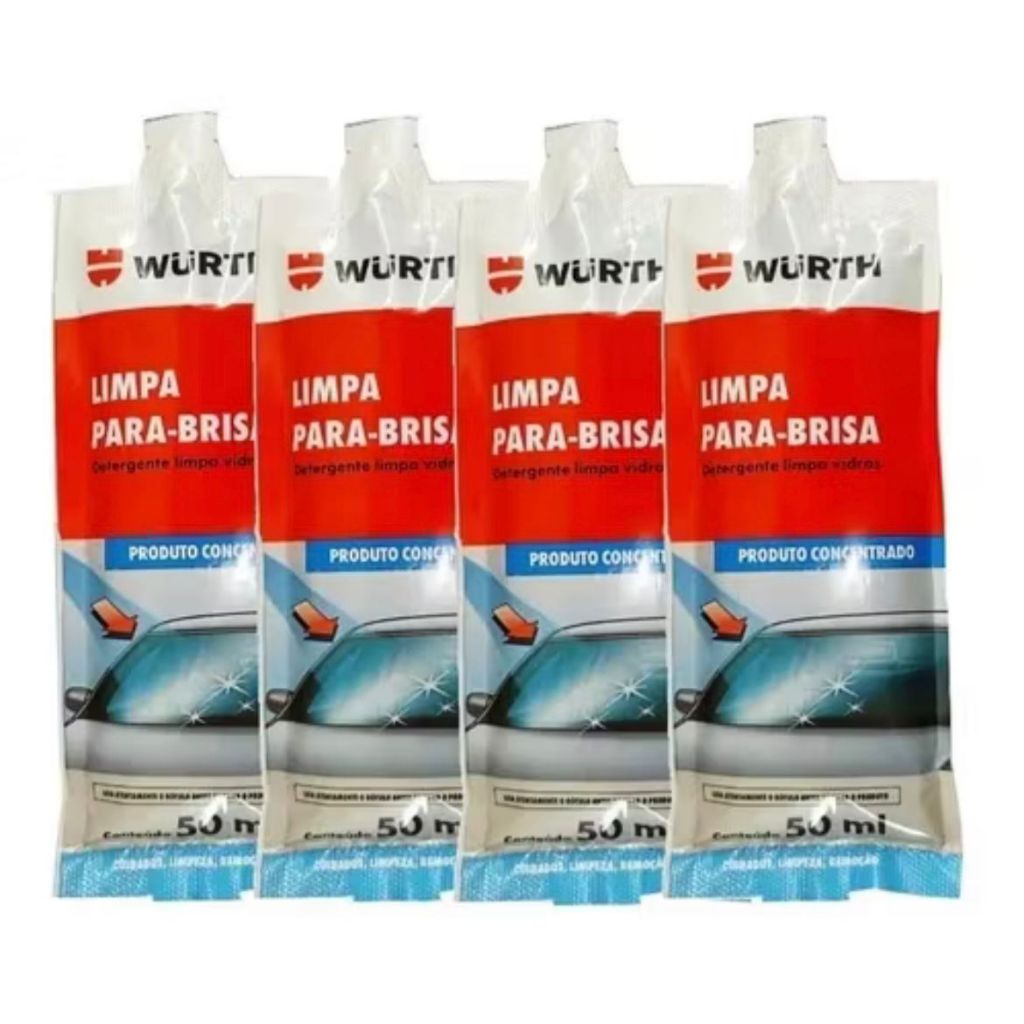 Kit 4x Limpa Para-Brisa Sachê 50ml Wurth