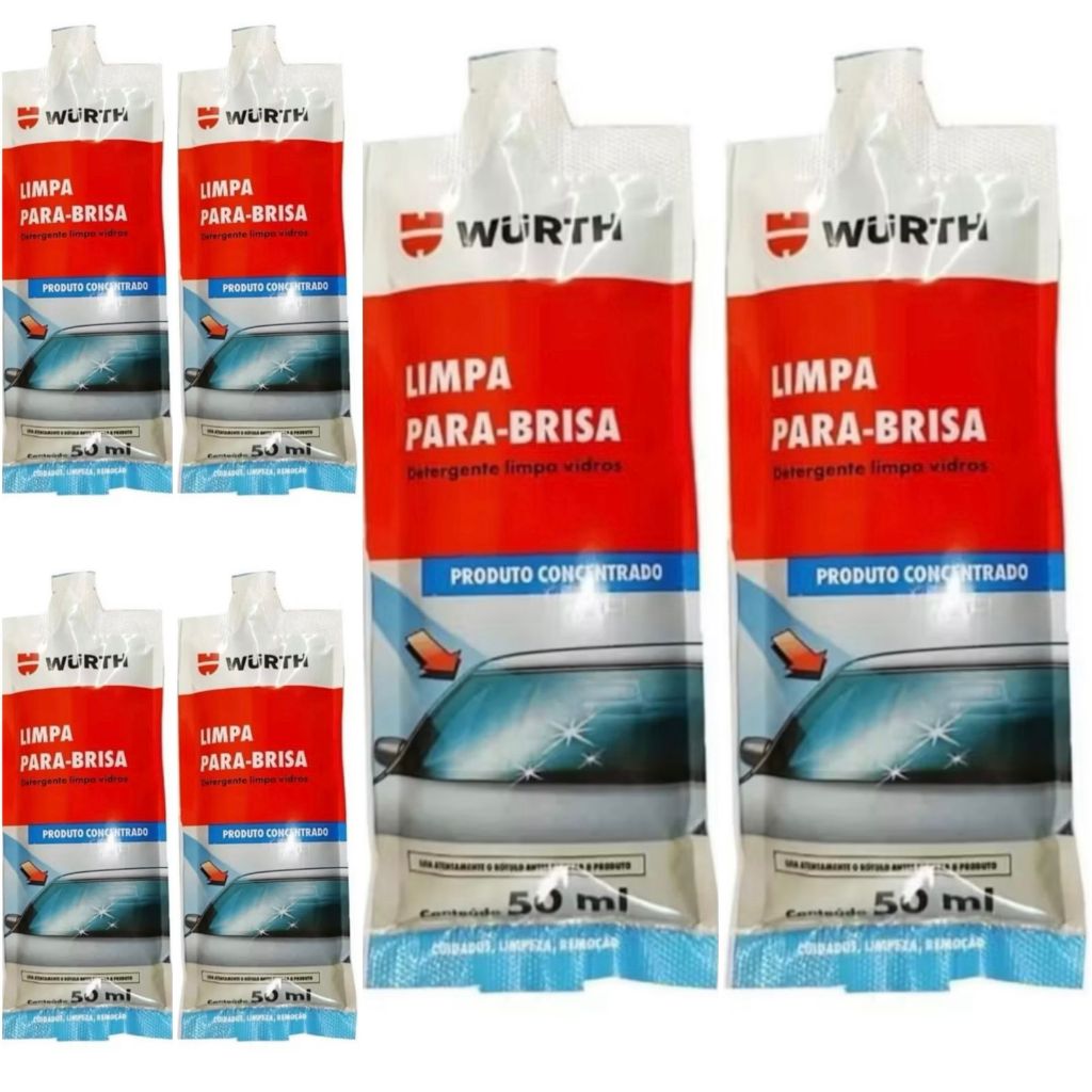 Kit 6x Limpa Para-Brisa Sachê 50ml Wurth