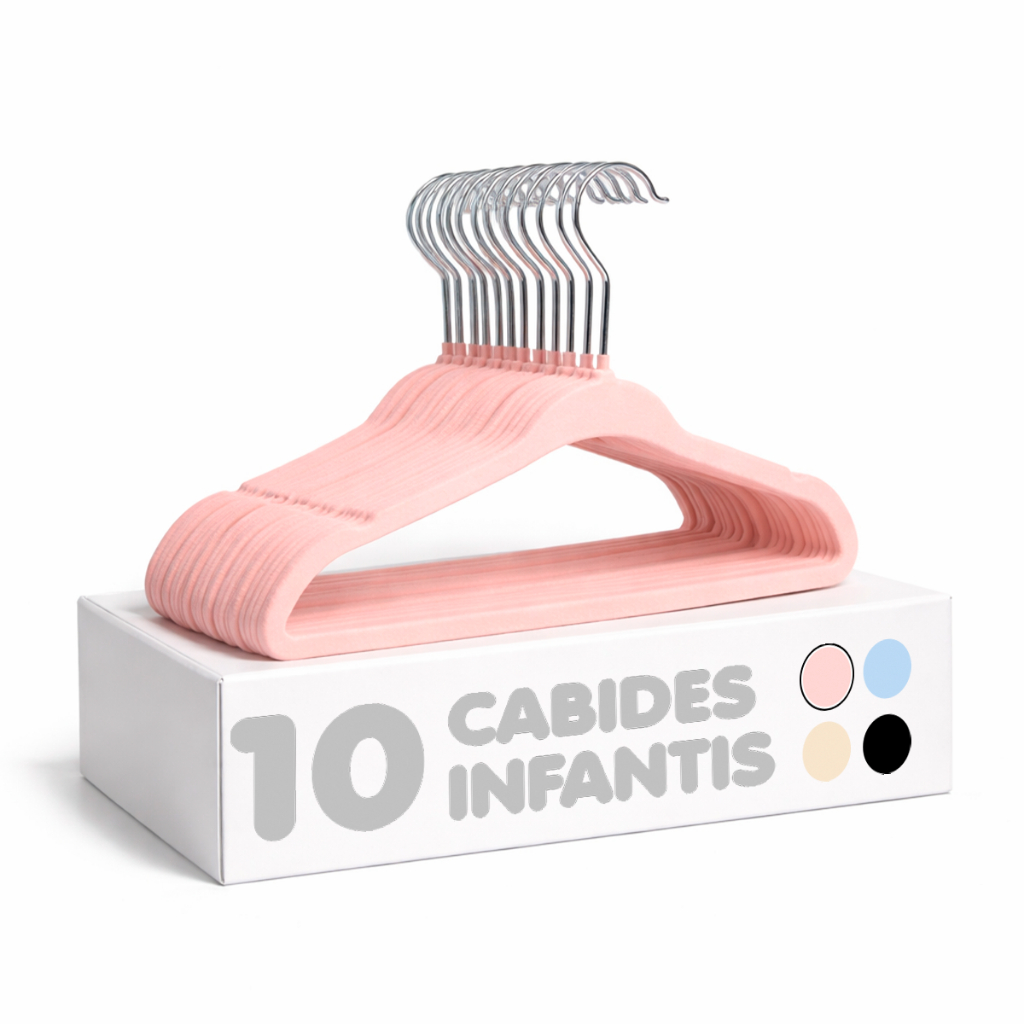 Kit【10】UN Cabide Rosa de Veludo Infantil Ultrafino Flexível – Ideal para roupas infantis e de bebê
