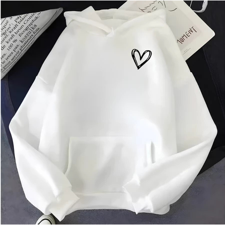 Moletom Canguru Unissex Estilo Brooklyn Capuz Flanelado Estampado Inverno Com Bolso Coração Masculino e Feminino