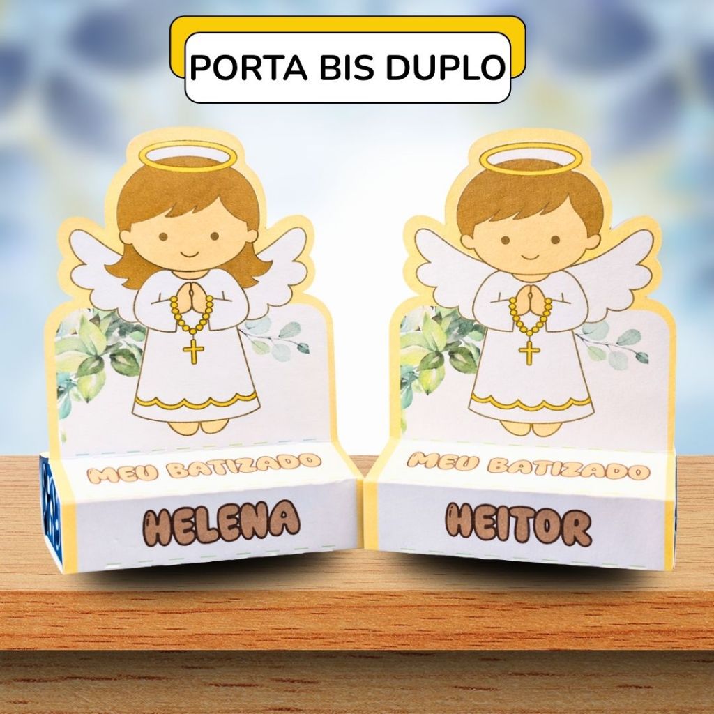 20 Porta Bis Duplo Personalizado Batizado Primeira Eucaristia Lembrancinha Festa Tema Católico