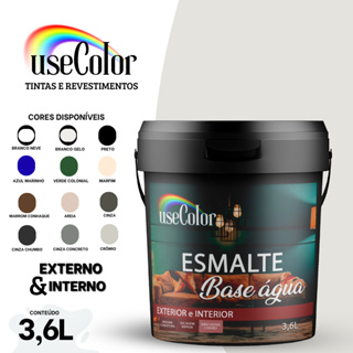 Tinta Esmalte 3,6L Base Água Boa Cobertura Metais e Madeiras em Oferta na Shopee