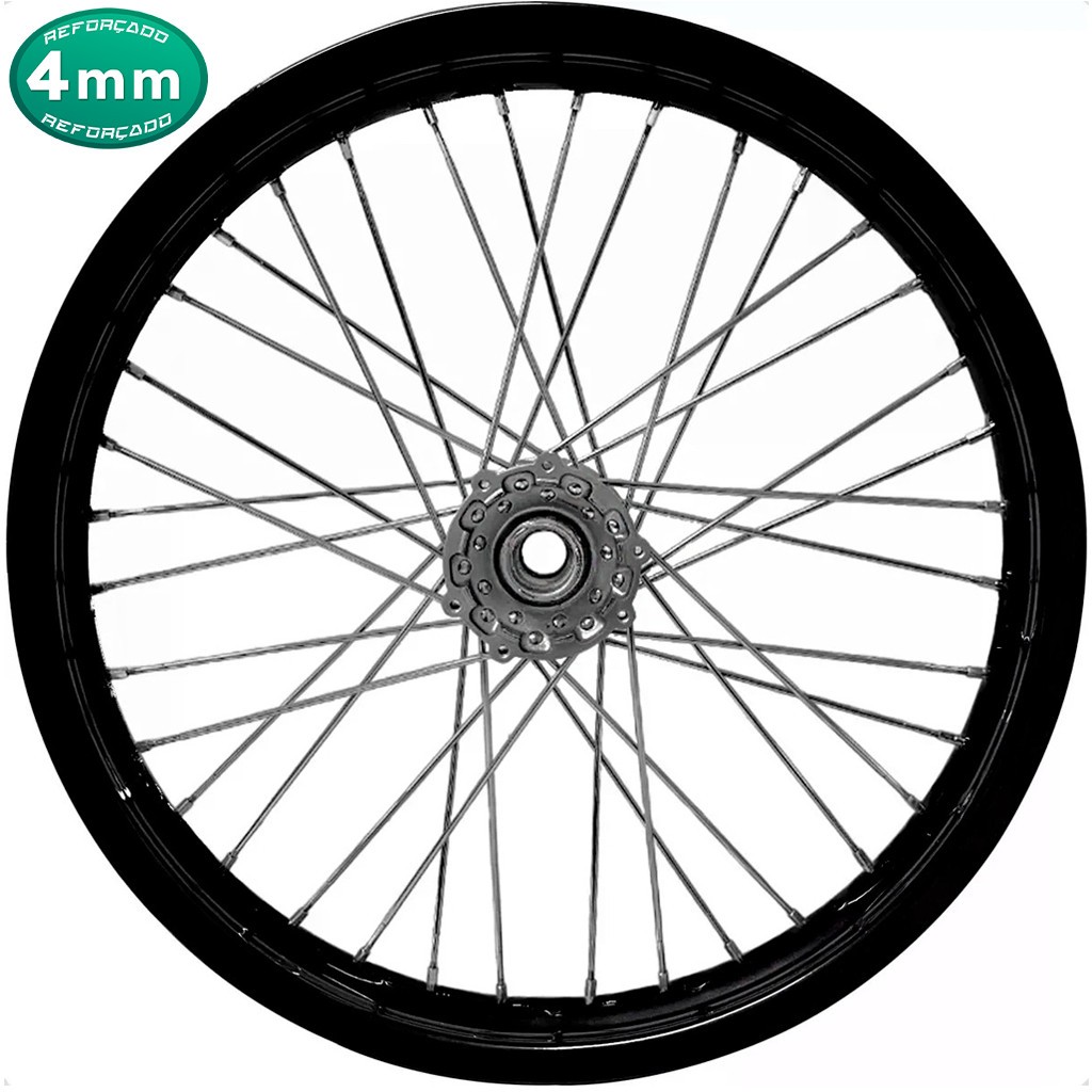 Roda Dianteira Aro Preto Jante Xtz 125 Montada E Alinhada Raio 4mm