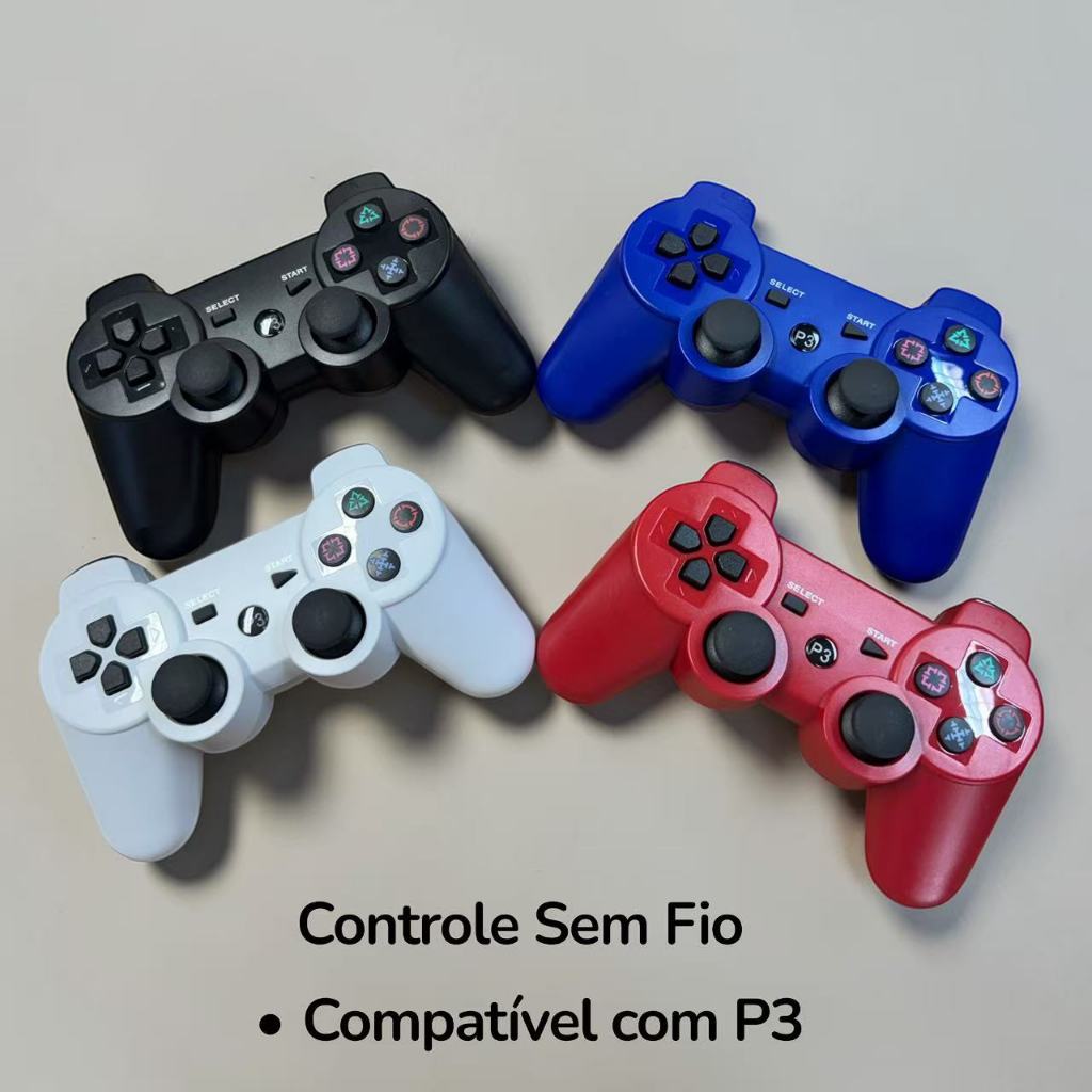 Controle sem fio Vibração Dupla - Compatível com PS 3, Celular e Windows