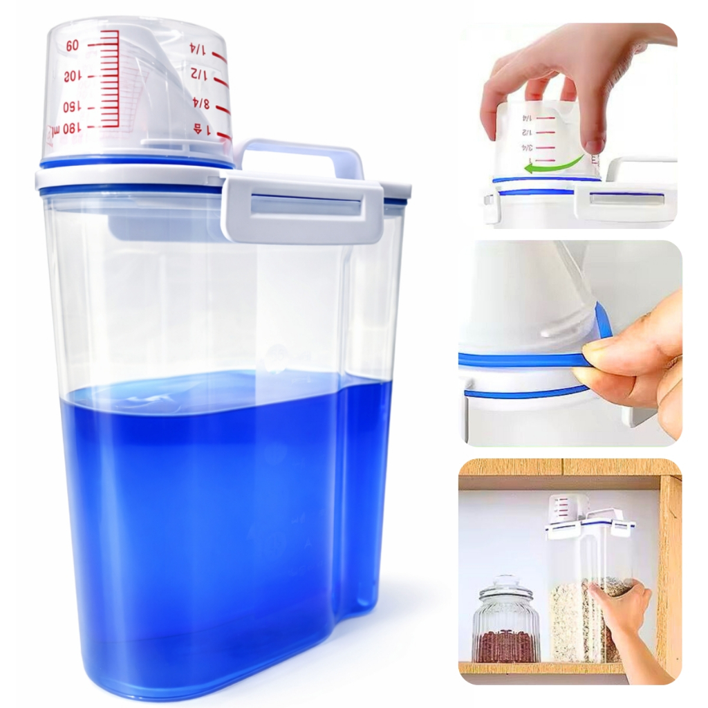 Dispenser Organizador Pote Hermético Porta Sabão Em Pó Liquido Amaciante Cereais Grãos 2 Litros