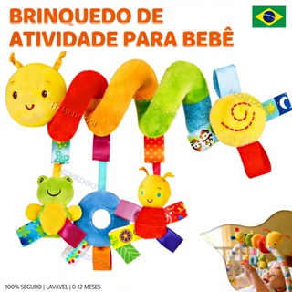 Brinquedo para carrinho de bebe Espiral Lagarta de pelúcia  Berço Brinquedos Sensorial 0-3 Anos  Chocalho  Brinquedo Str em Oferta na Shopee