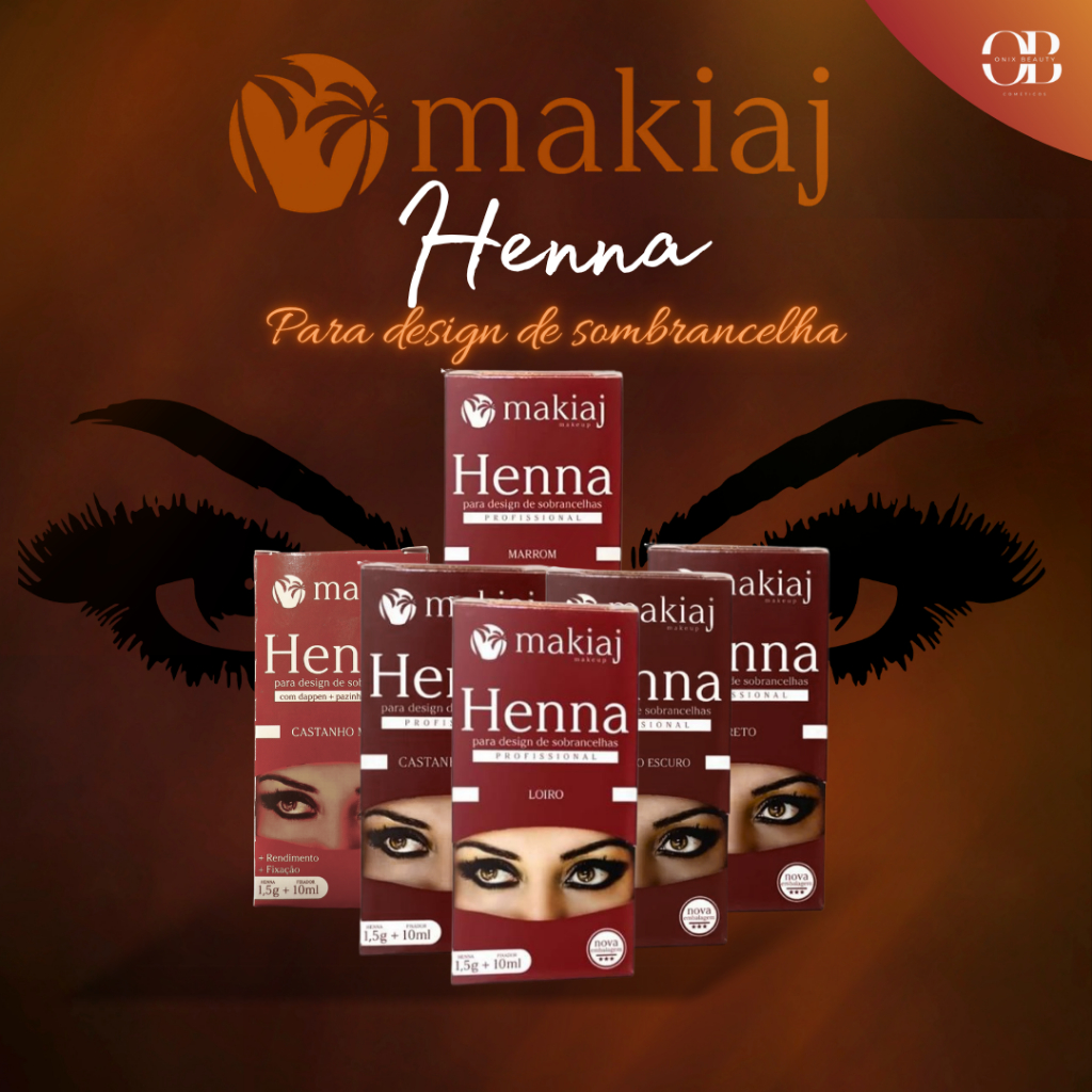 Henna para desing de sombrancelha Makiaj com dappen e pazinha medidora