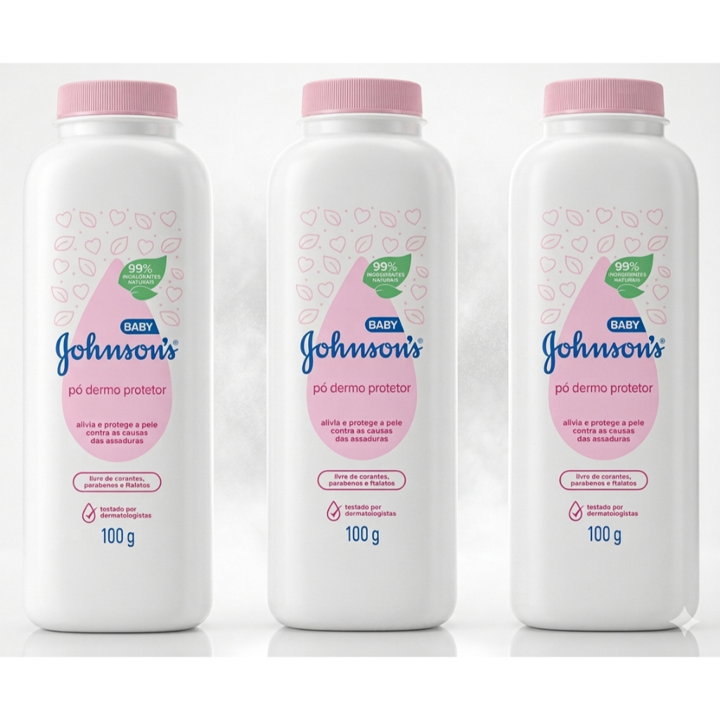 Kit 3 Talco Johnson & Johnson Baby Dermo Protetor 100g