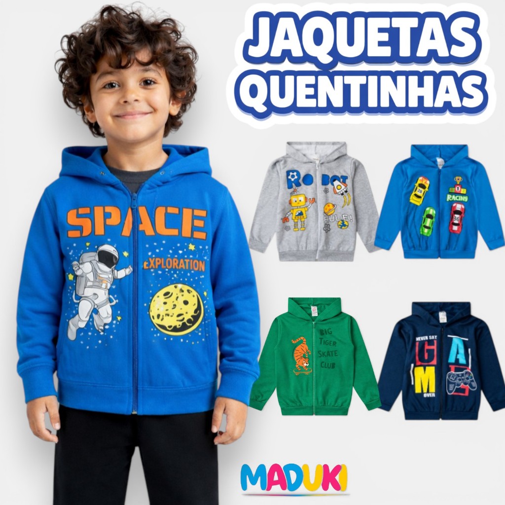 Kit 2 Jaquetas de Moletom Infantil Menino com Zíper e Capuz – Premium | 1 ao 16 em Oferta na Shopee