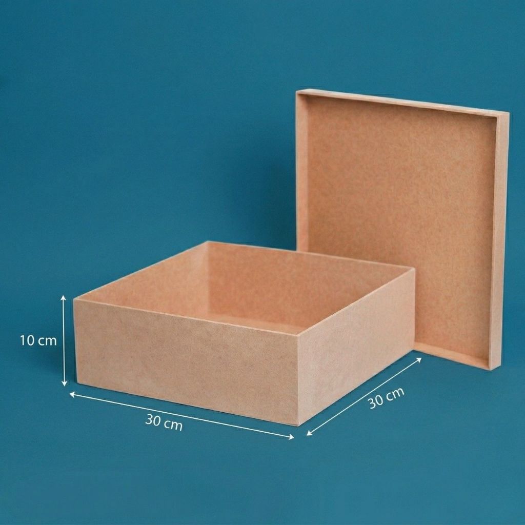 CAIXA MDF C/TAMPA | 30x30x10CM - 3MM MADEIRA CESTAS, LEMBRANÇAS, ORGANIZADOR