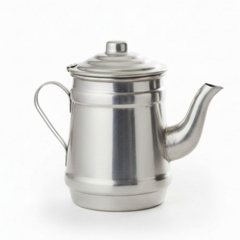 Bule Café Chá 400ml Alumínio Polido Cabo Prata Chaleira