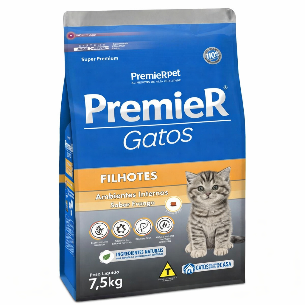 Ração PremieR Pet Super Premium PremieR Pet Gatos Filhotes Sabor Frango de 7,5kg