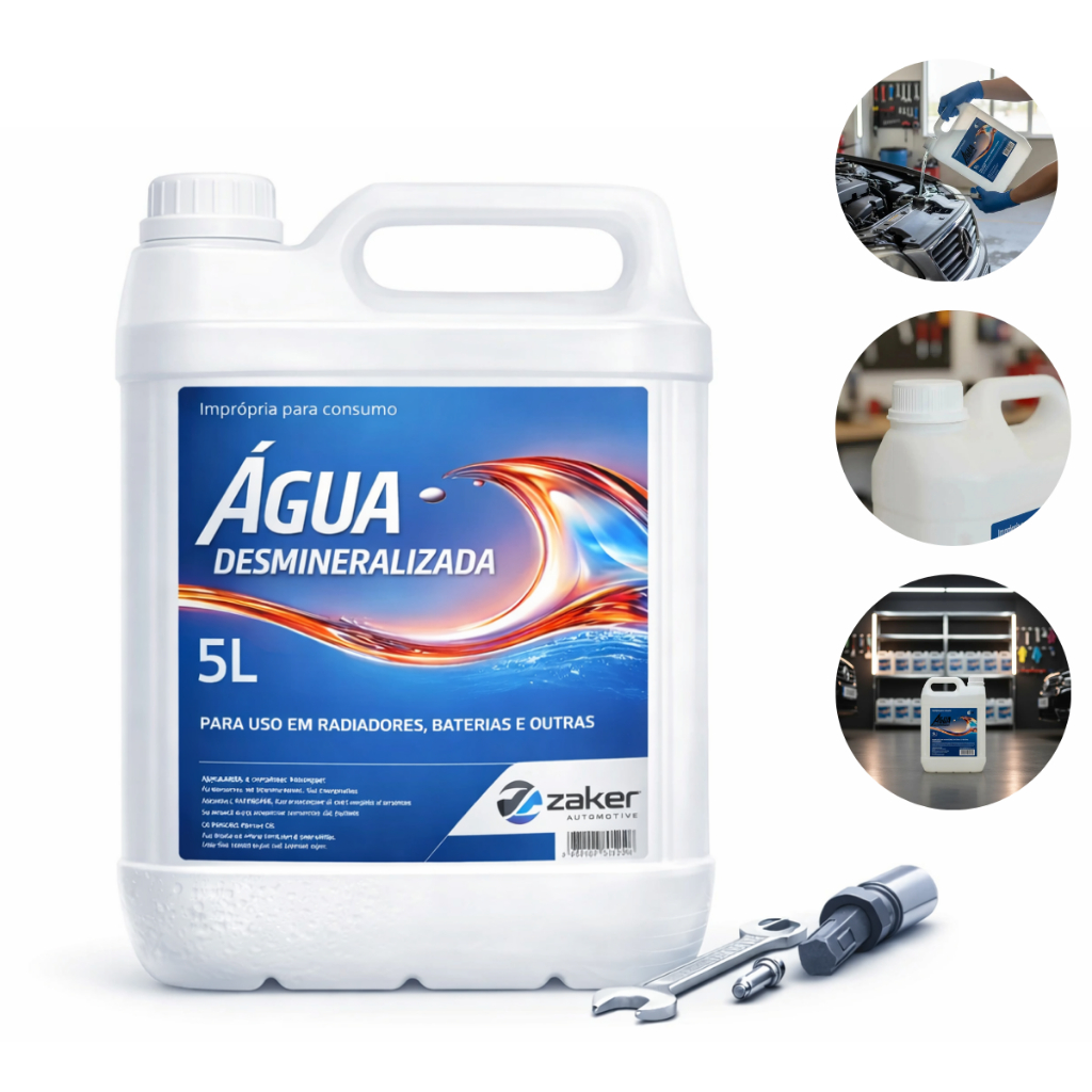 Agua Desmineralizada Radiador Zaker 5L Deonizada Ultrapura em Oferta na Shopee
