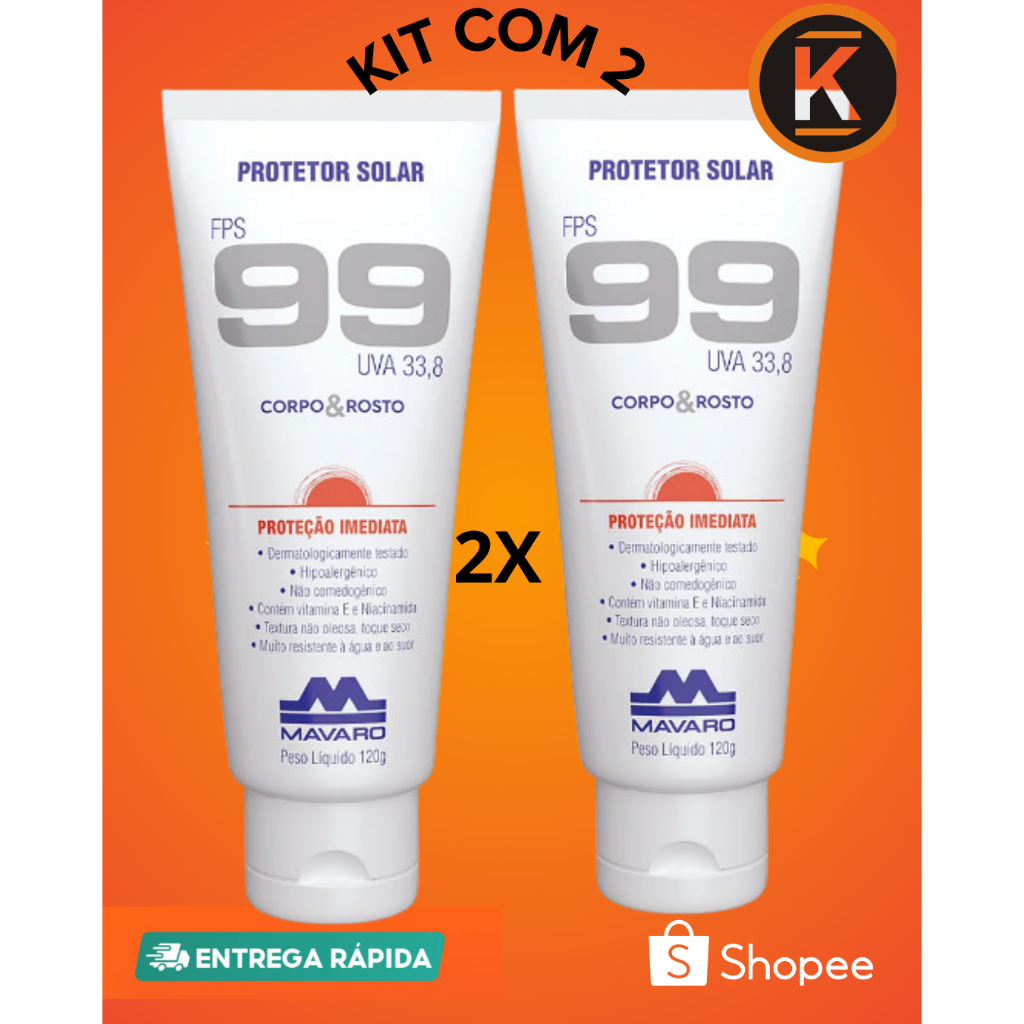 Kit 2 Creme Protetor solar Fps 99 120g Mavaro