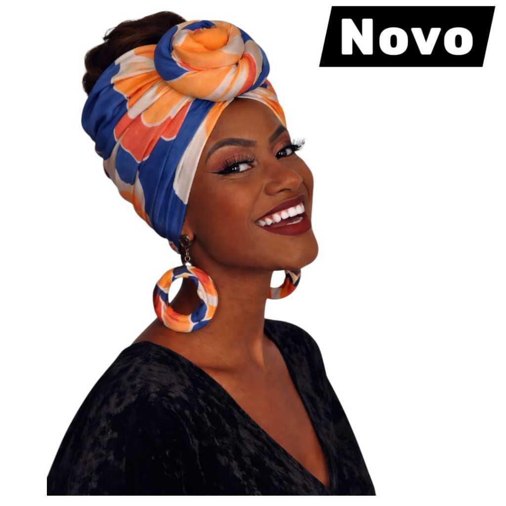 Turbante afro flor com regulador 2x1 (NOVAS ESTAMPAS)