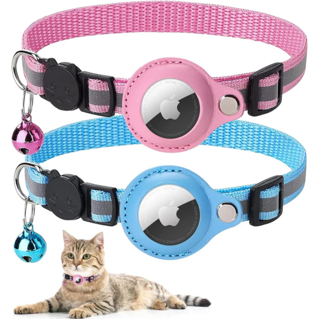 Coleira Compatível Para Tag Rastreador (Não Acompanha) GPS Gatos Pets Cães Capa Fixa Refletiva